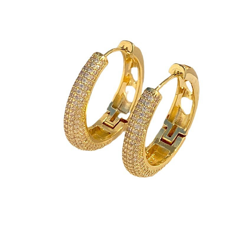 1 Pair Elegant Solid Color Plating Inlay Copper Zircon White Gold Plated Gold Plated Hoop Earrings display picture 1