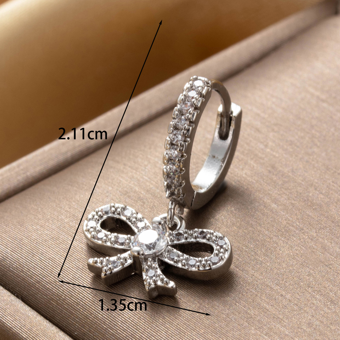 1 Piece IG Style French Style Simple Style Rhombus Bow Knot Inlay Copper Zircon Drop Earrings Earrings Ear Studs display picture 4