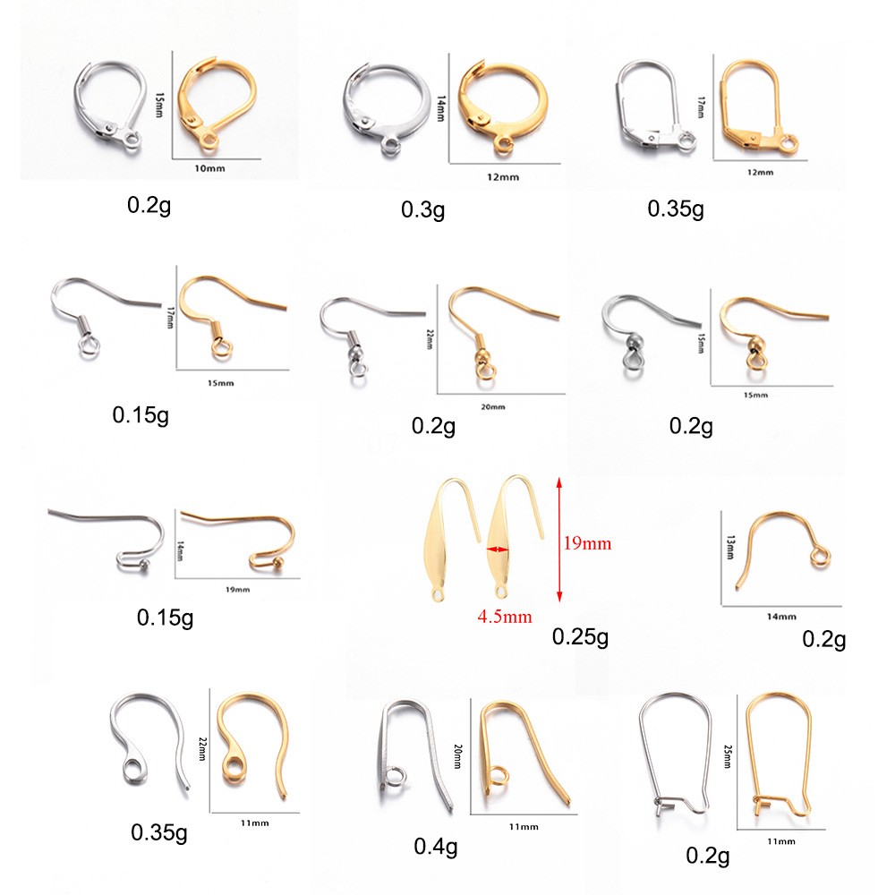 100 PCS/Package Stainless Steel Solid Color Hook Earring Findings Simple Style display picture 7