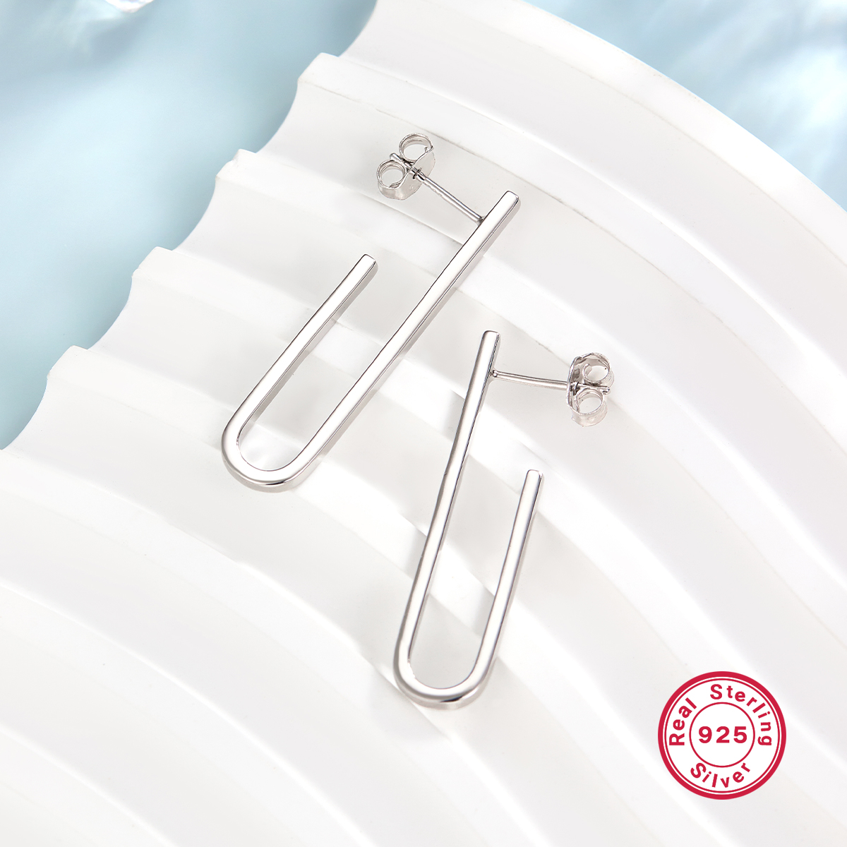 1 Paire Style Ig Style Simple Couleur Unie Placage Argent Sterling Boucles D'oreilles display picture 4