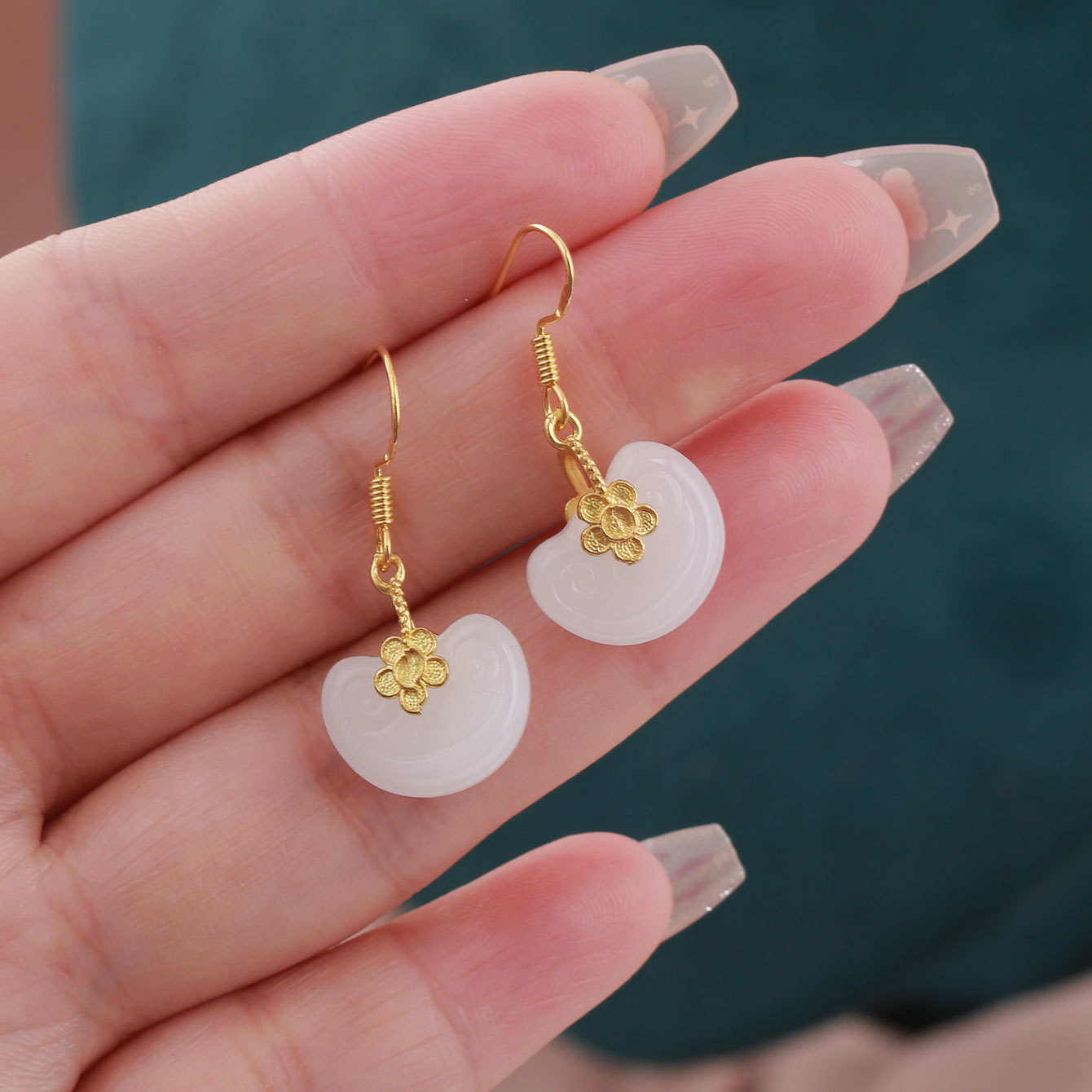 1 Pair Elegant Glam Geometric Plating Artificial Gemstones Drop Earrings display picture 2