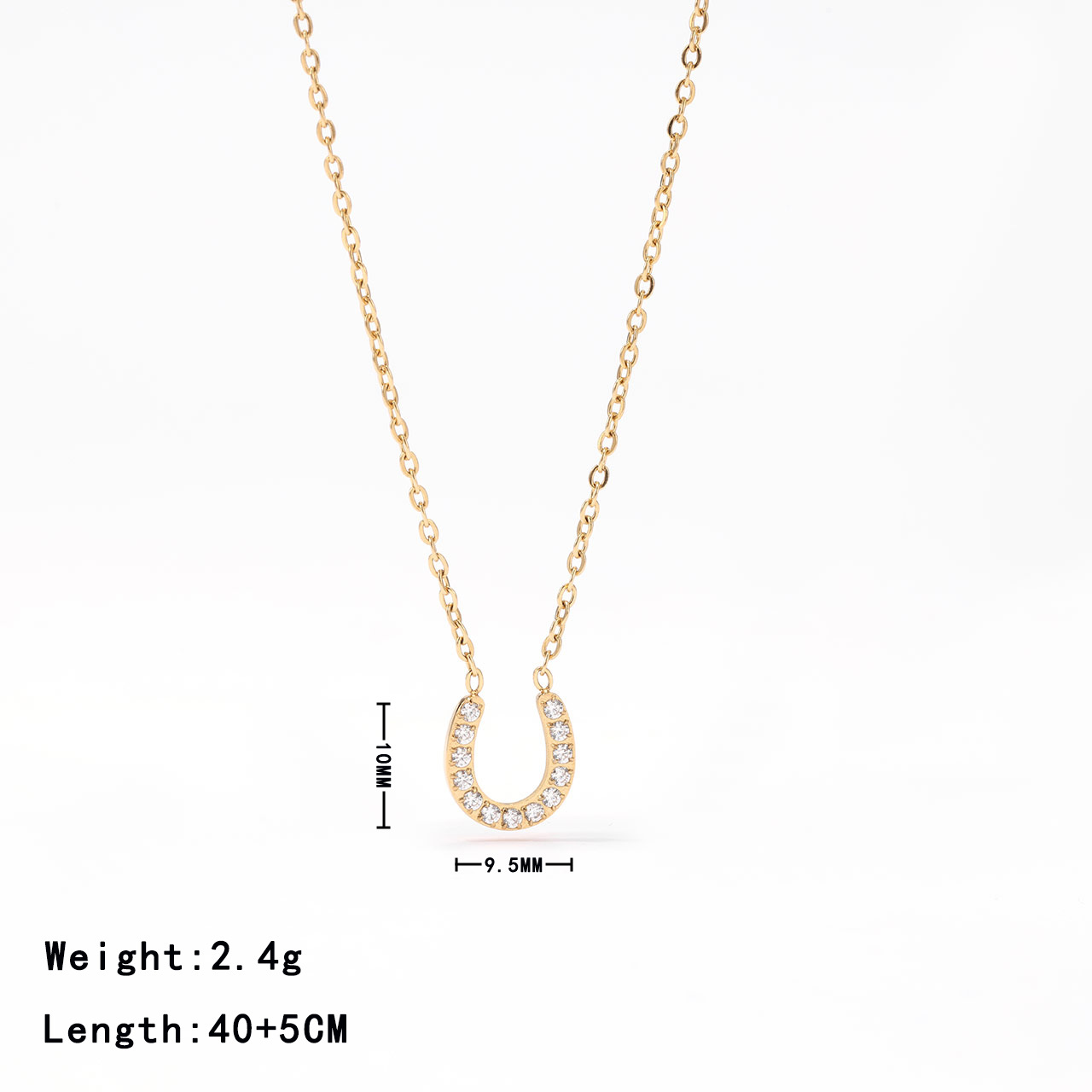 Stainless Steel Simple Style U Shape Plating Inlay Zircon Necklace display picture 5