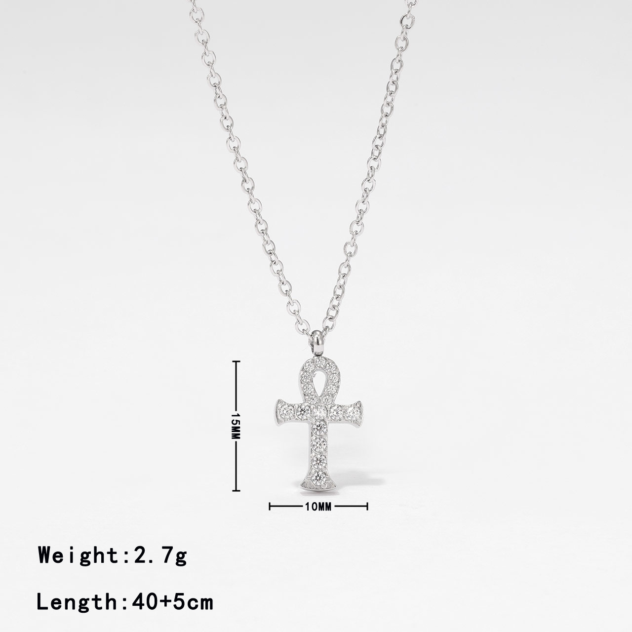 Stainless Steel Vintage Style Simple Style Cross Plating Inlay Zircon Pendant Necklace display picture 6