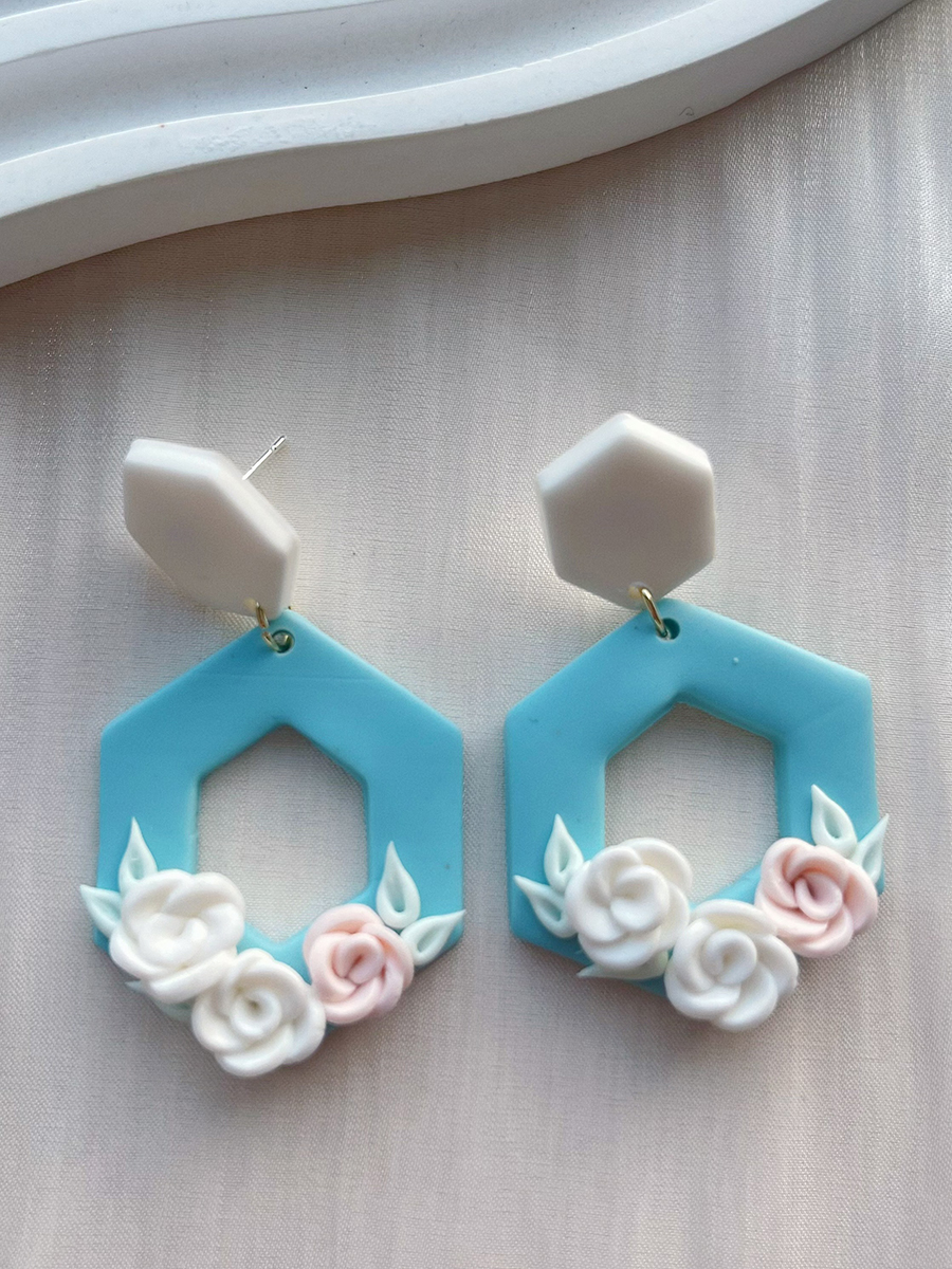 1 Pair Pastoral Rose Flower Plating Soft Clay 14k Gold Plated Drop Earrings display picture 10