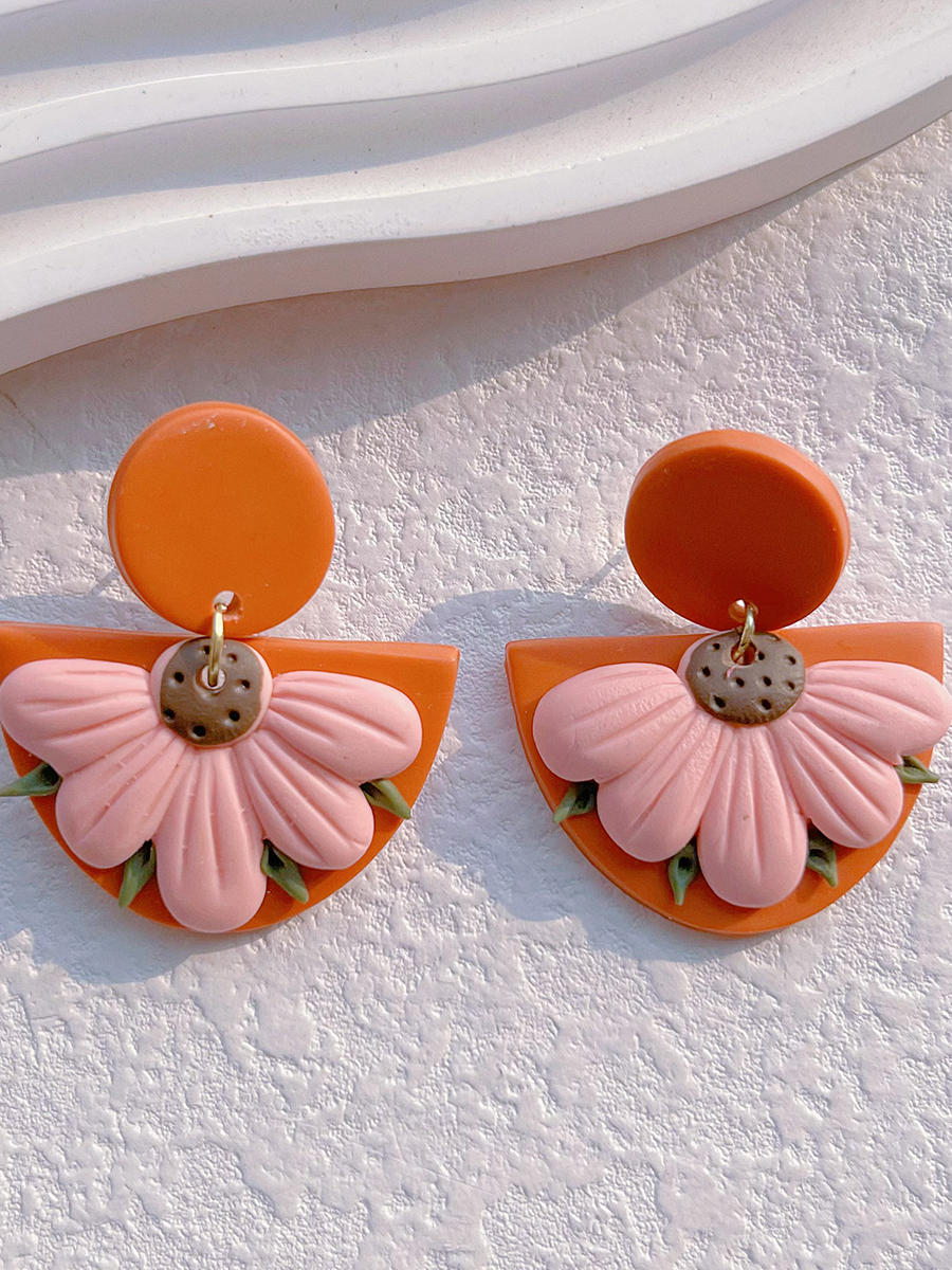 1 Pair Pastoral Rose Flower Handmade Plating Soft Clay 14k Gold Plated Drop Earrings display picture 7