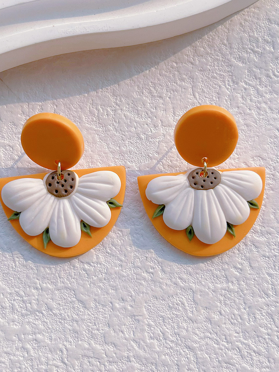 1 Pair Pastoral Rose Flower Handmade Plating Soft Clay 14k Gold Plated Drop Earrings display picture 8