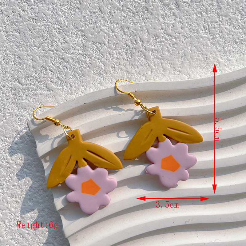1 Pair Sweet Rose Flower Handmade Plating Soft Clay 14k Gold Plated Drop Earrings display picture 8