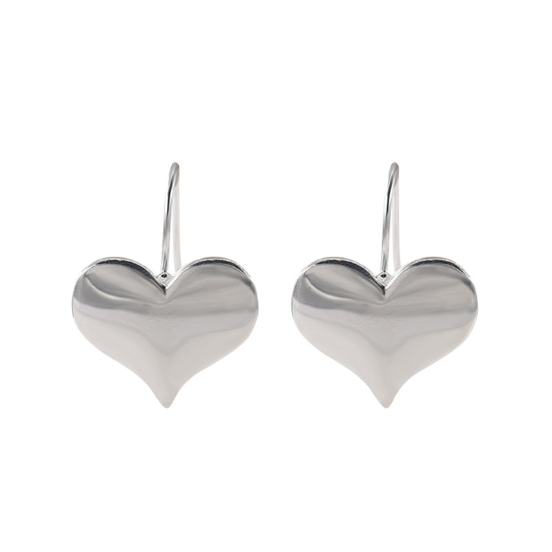 1 Pair Simple Style Heart Shape Plating Copper Silver Plated Drop Earrings display picture 1
