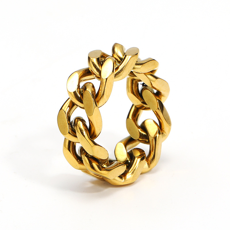 Commute Korean Style Solid Color Titanium Steel 18K Gold Plated Rings In Bulk display picture 4