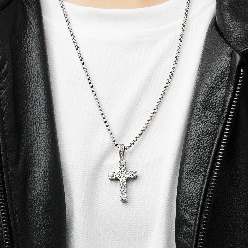 Titanium Steel 18K Gold Plated IG Style Hip-Hop Korean Style Inlay Cross Zircon Pendant Necklace display picture 1