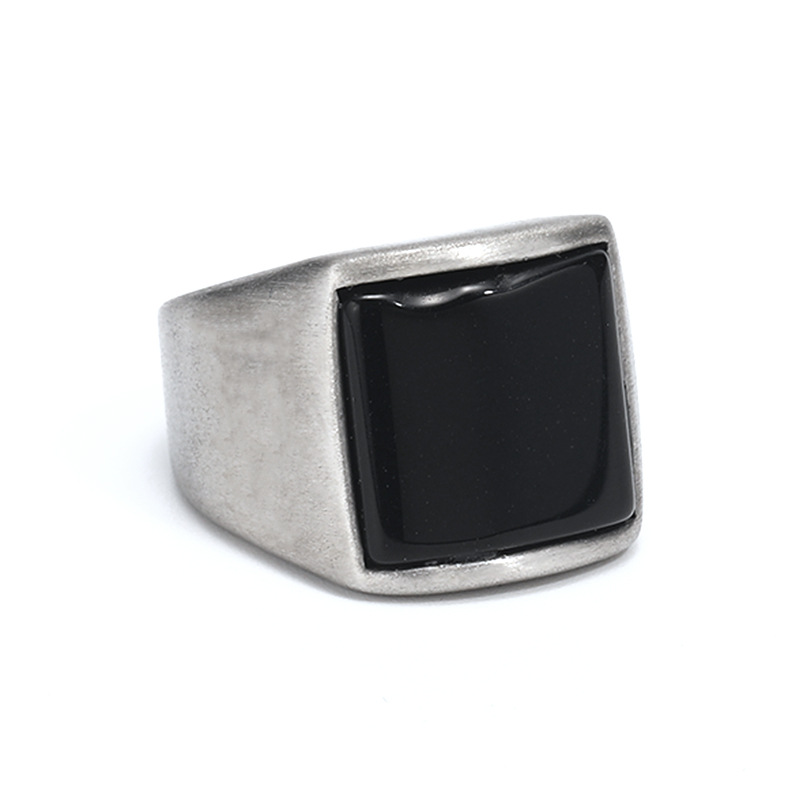 Nordic Style Hip-Hop Punk Square Titanium Steel Inlay Gem 18K Gold Plated Men's Rings display picture 5