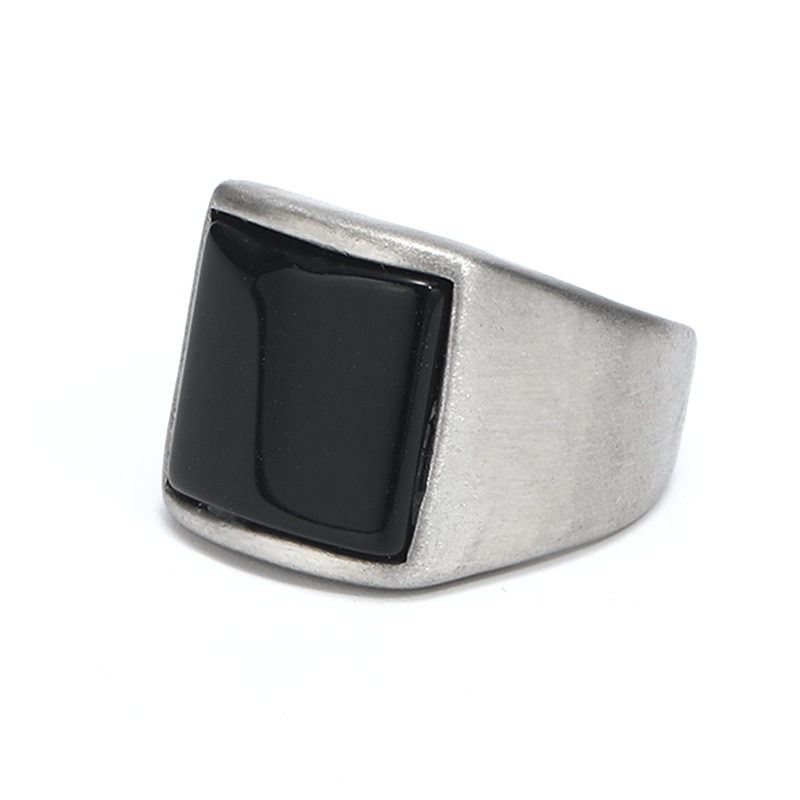 Nordic Style Hip-Hop Punk Square Titanium Steel Inlay Gem 18K Gold Plated Men's Rings display picture 4