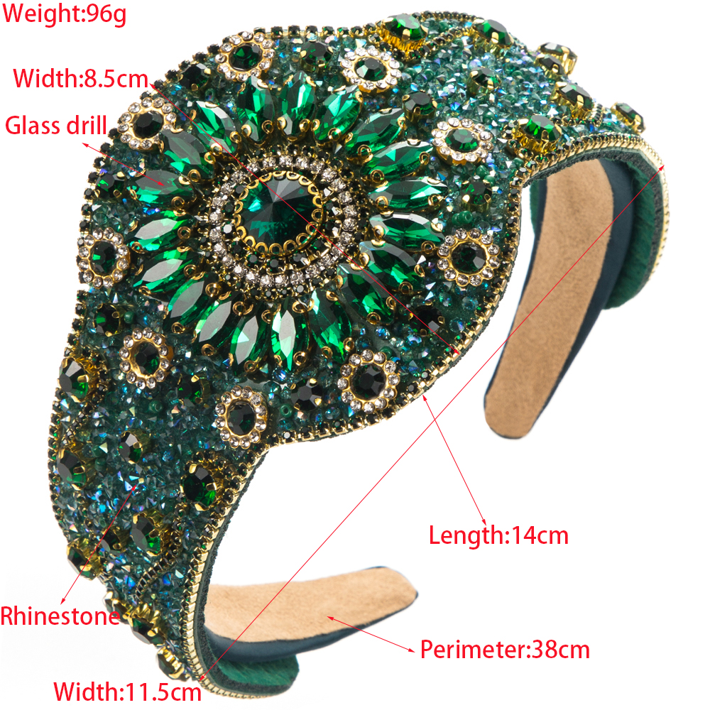 Women's Glam Luxurious Geometric Cloth Inlay Rhinestones Glass Hair Band display picture 1