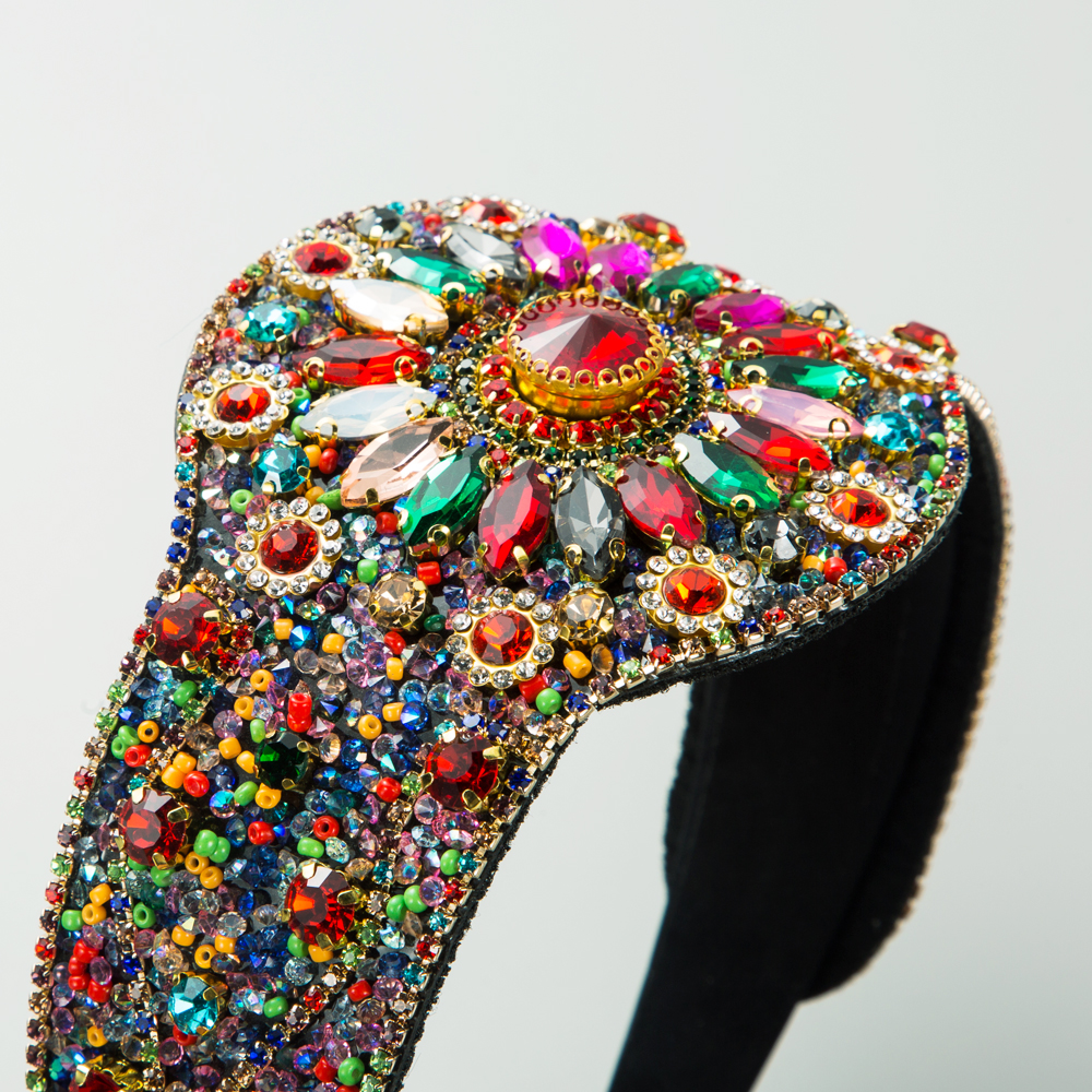 Women's Glam Luxurious Geometric Cloth Inlay Rhinestones Glass Hair Band display picture 3