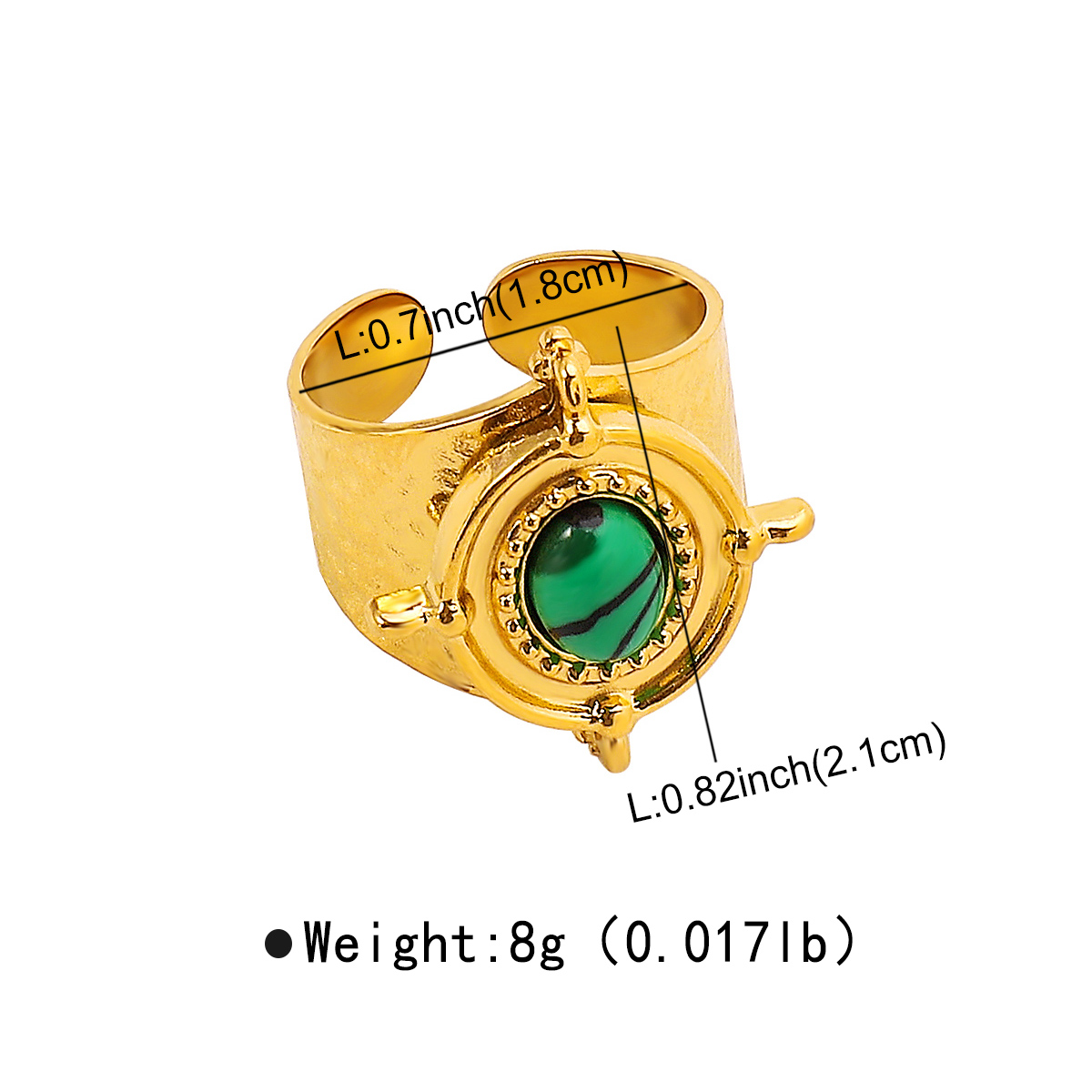Stainless Steel Vintage Style Modern Style Simple Style Round Inlay Resin Open Rings display picture 7