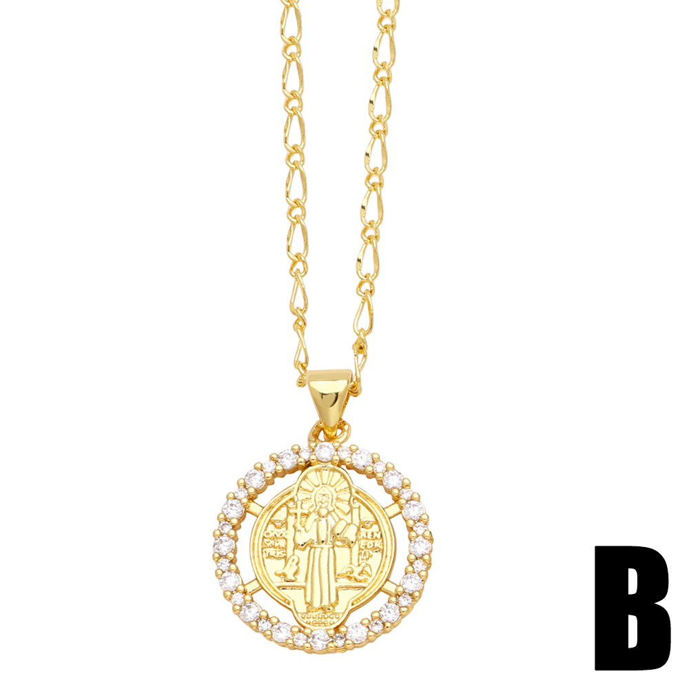 Simple Style Cross Copper Plating Inlay Zircon 18k Gold Plated Pendant Necklace display picture 4