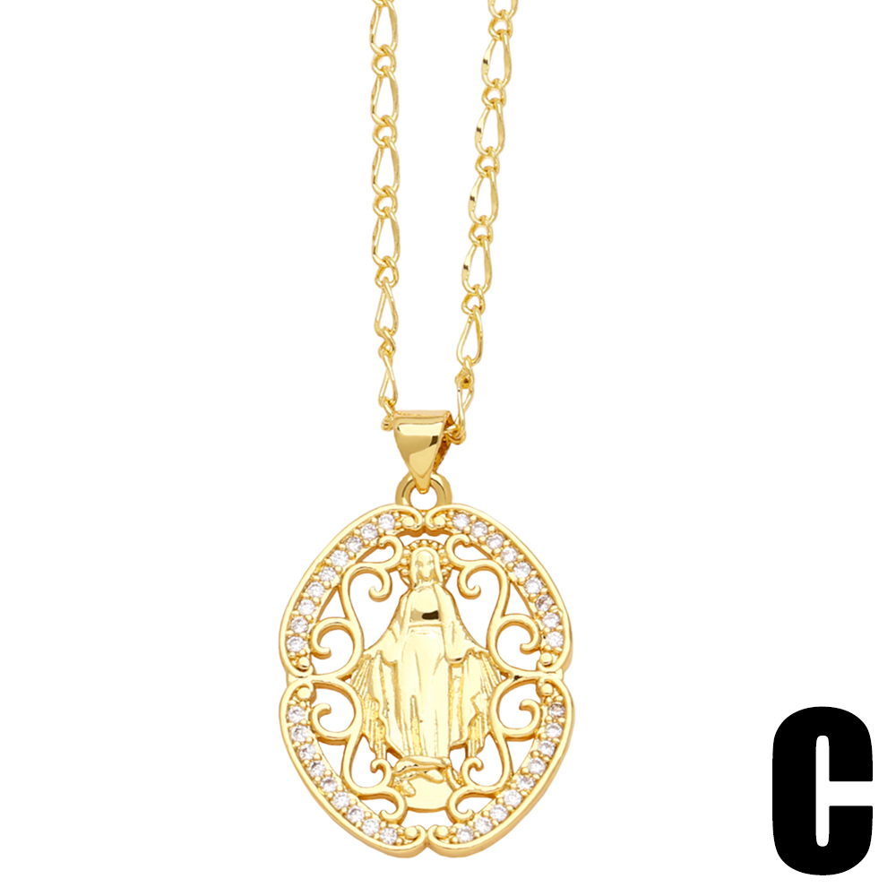 Simple Style Cross Copper Plating Inlay Zircon 18k Gold Plated Pendant Necklace display picture 5