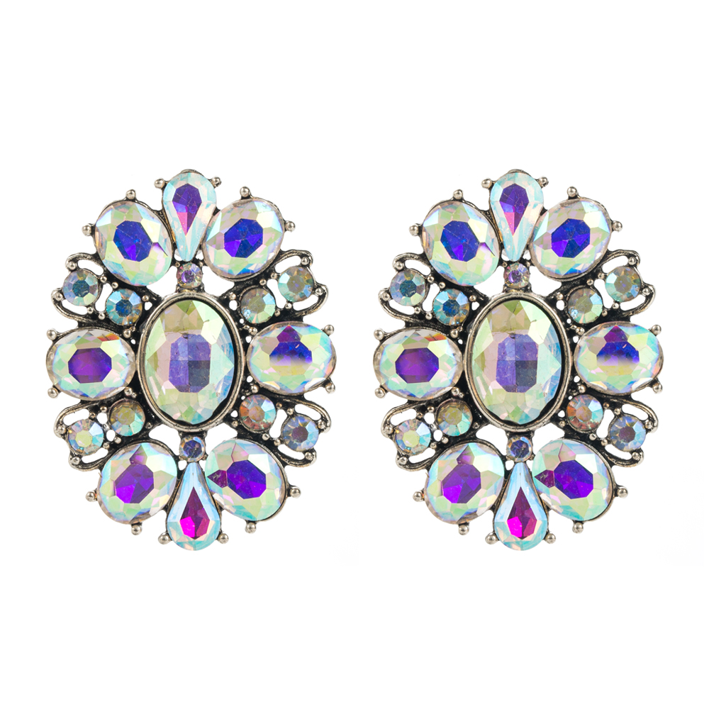 1 Pair Luxurious Shiny Oval Plating Inlay Alloy Rhinestones Glass Ear Studs display picture 5