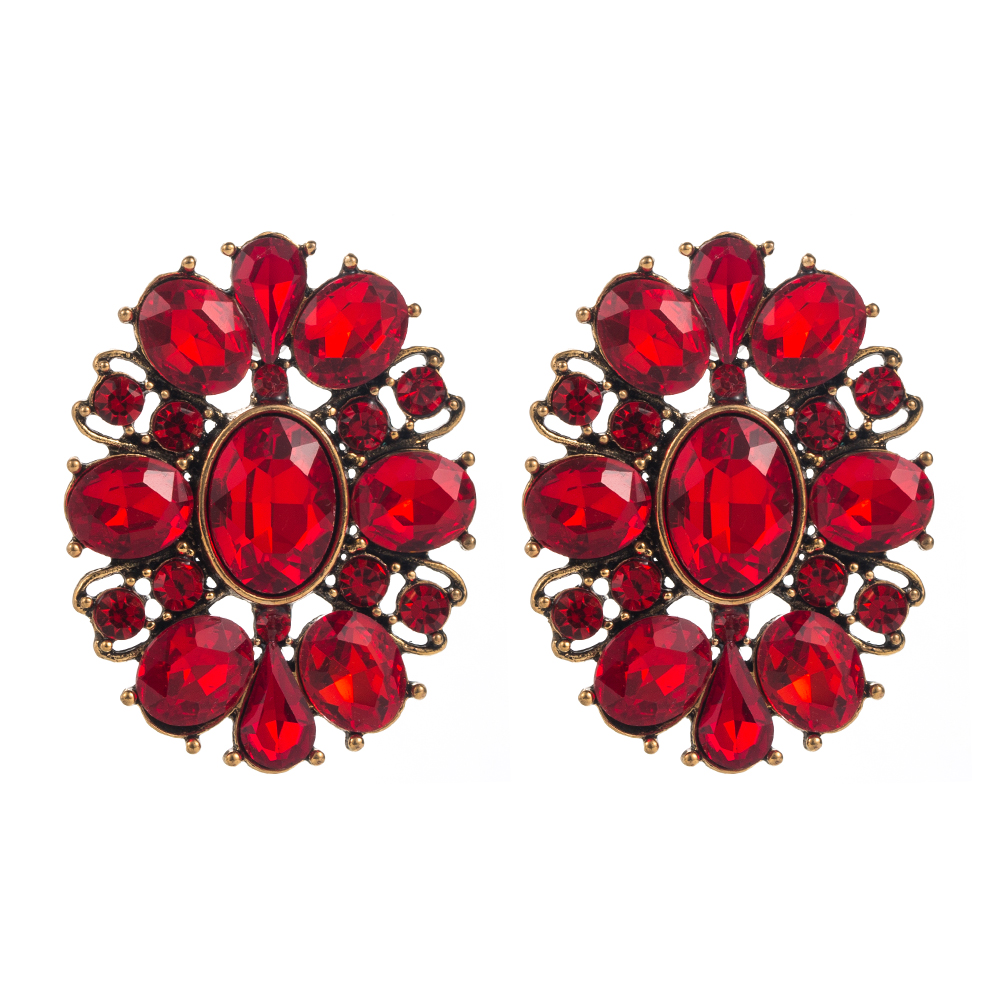 1 Pair Luxurious Shiny Oval Plating Inlay Alloy Rhinestones Glass Ear Studs display picture 8