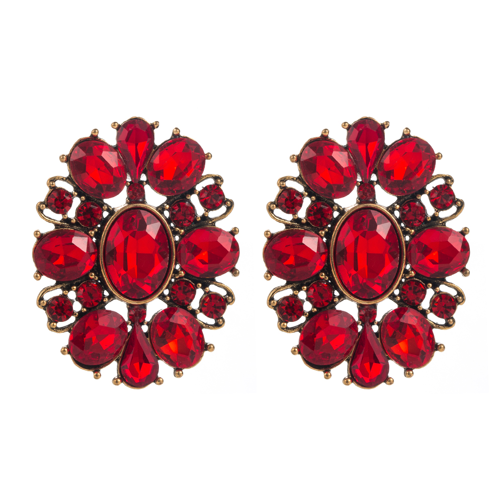 1 Paire Luxueux Brillant Ovale Placage Incruster Alliage Strass Verre Boucles D'oreilles display picture 8