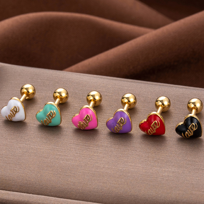 1 Piece Ear Cartilage Rings & Studs Vintage Style Heart Shape 316 Stainless Steel  Plating display picture 6