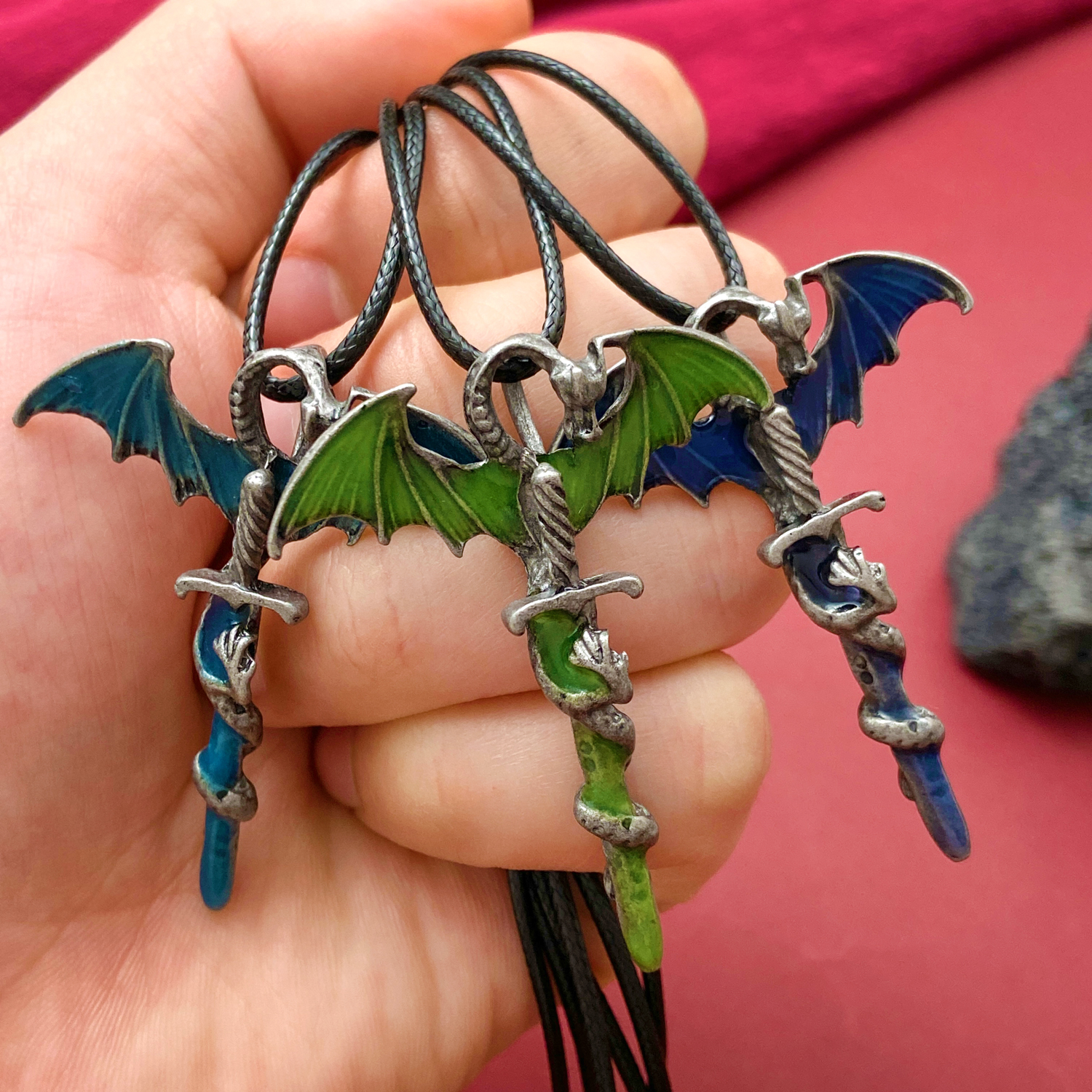 Gothic Bat Dragon Alloy Unisex Pendant Necklace display picture 1