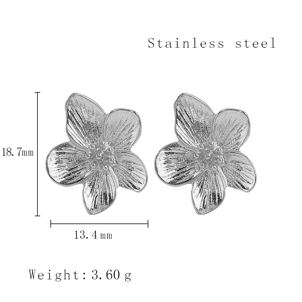 1 Pair Lady Flower Plating Stainless Steel Titanium Steel 18k Gold Plated Ear Studs display picture 5