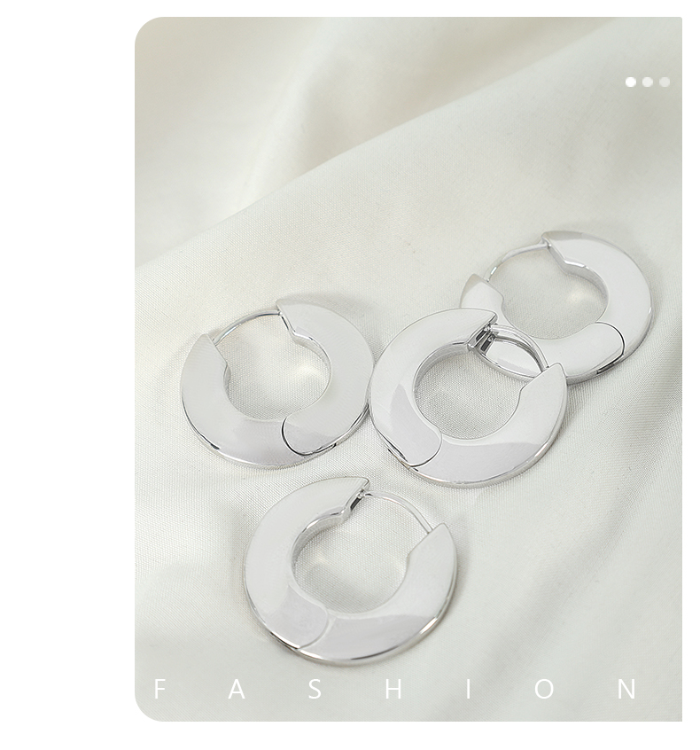 1 Pair Elegant Oval Plating Titanium Steel Hoop Earrings display picture 7