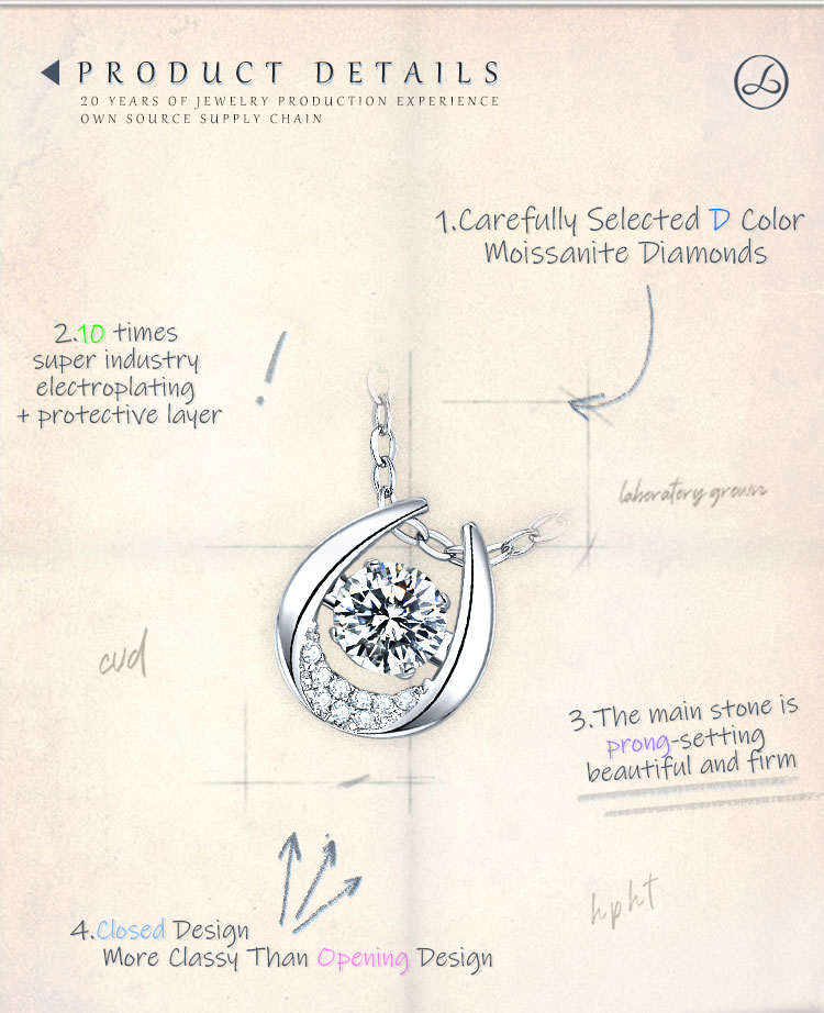 Sterling Silber Elegant Unendlichkeit Gra Überzug Inlay Moissanit Halskette Mit Anhänger display picture 3