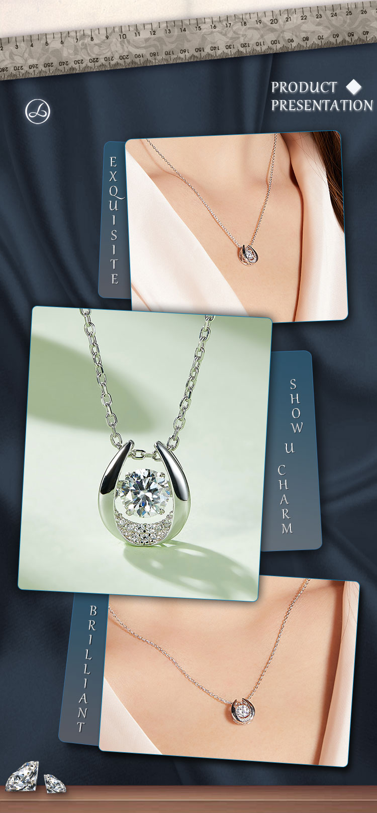 Sterling Silber Elegant Unendlichkeit Gra Überzug Inlay Moissanit Halskette Mit Anhänger display picture 4