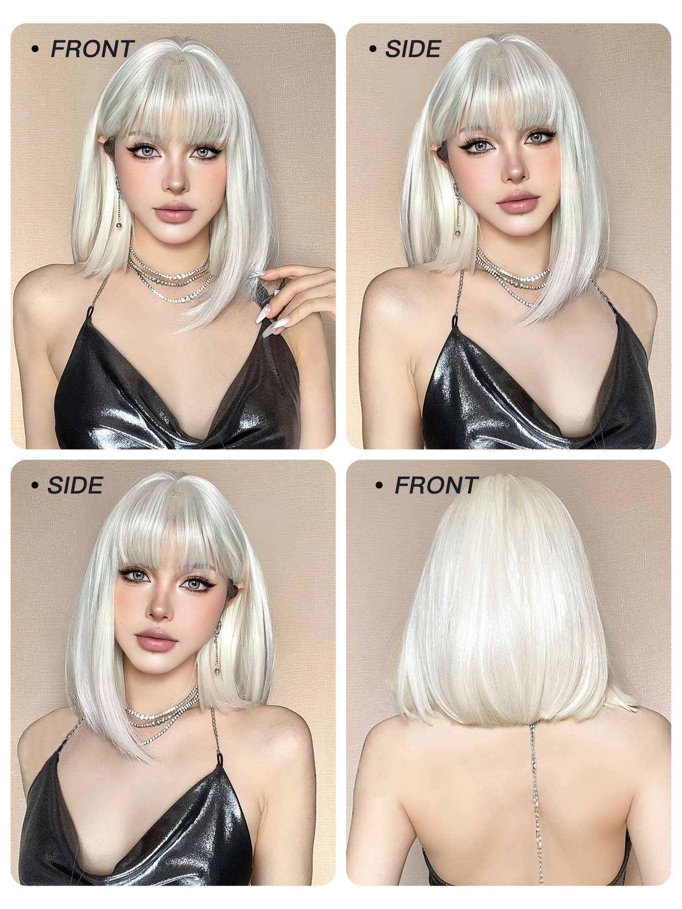 Women's Sweet Silver Casual Street Chemical Fiber Bangs Straight Hair Wig Net display picture 2