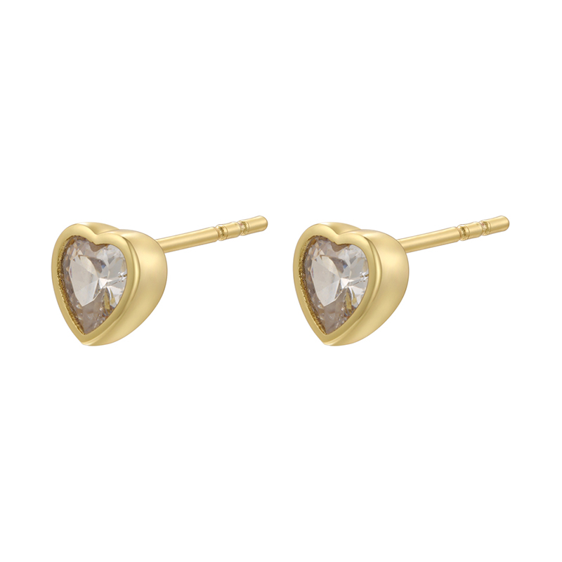 1 Pair Classic Style Tortoise Sunflower Red Heart Plating Inlay Copper Zircon Ear Studs display picture 5