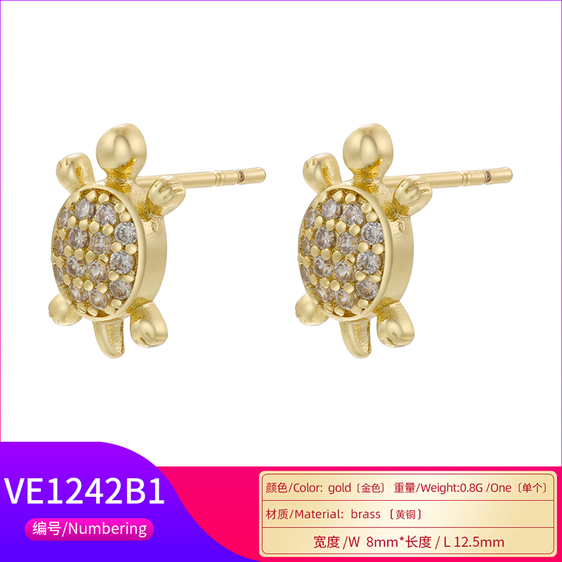 1 Pair Classic Style Tortoise Sunflower Red Heart Plating Inlay Copper Zircon Ear Studs display picture 14