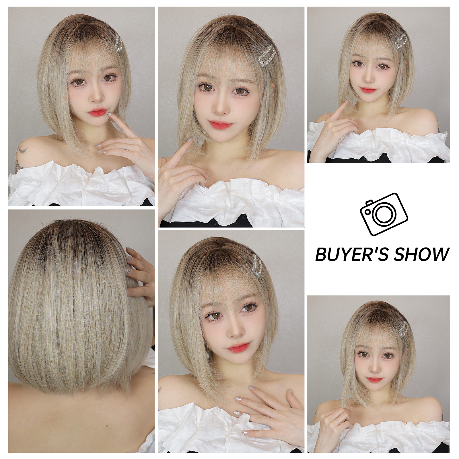 Women's Cute Simple Style Light Brown Casual Carnival Street Chemical Fiber Bangs Short Straight Hair Wig Net display picture 3