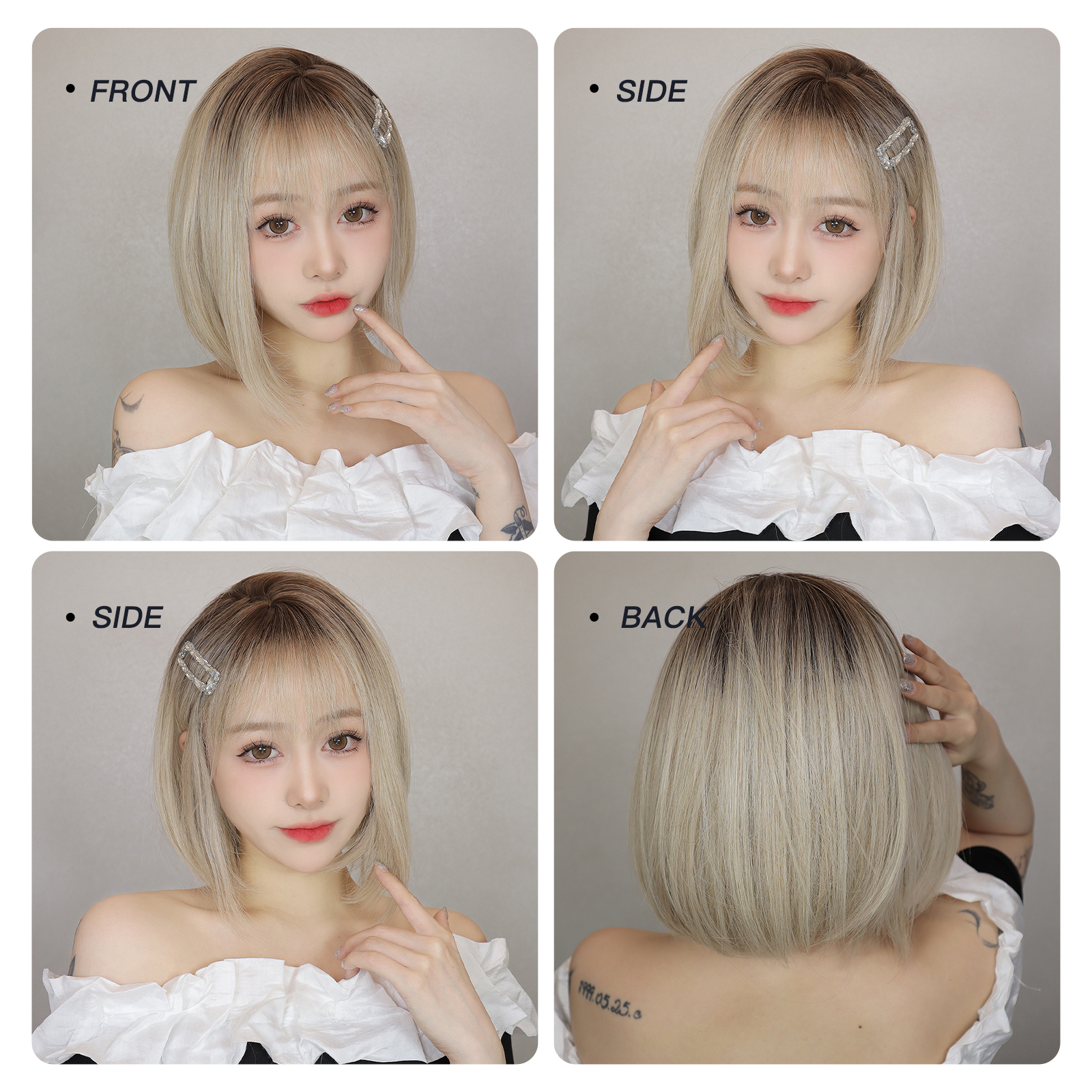 Women's Cute Simple Style Light Brown Casual Carnival Street Chemical Fiber Bangs Short Straight Hair Wig Net display picture 4