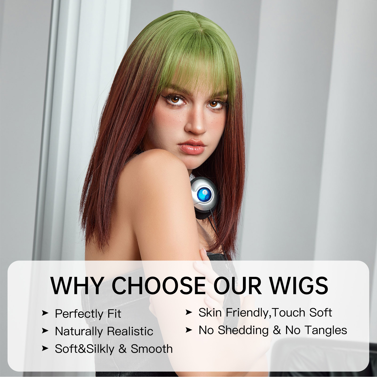 Women's Elegant Sweet Multicolor Casual Street Chemical Fiber Bangs Short Straight Hair Wig Net display picture 2