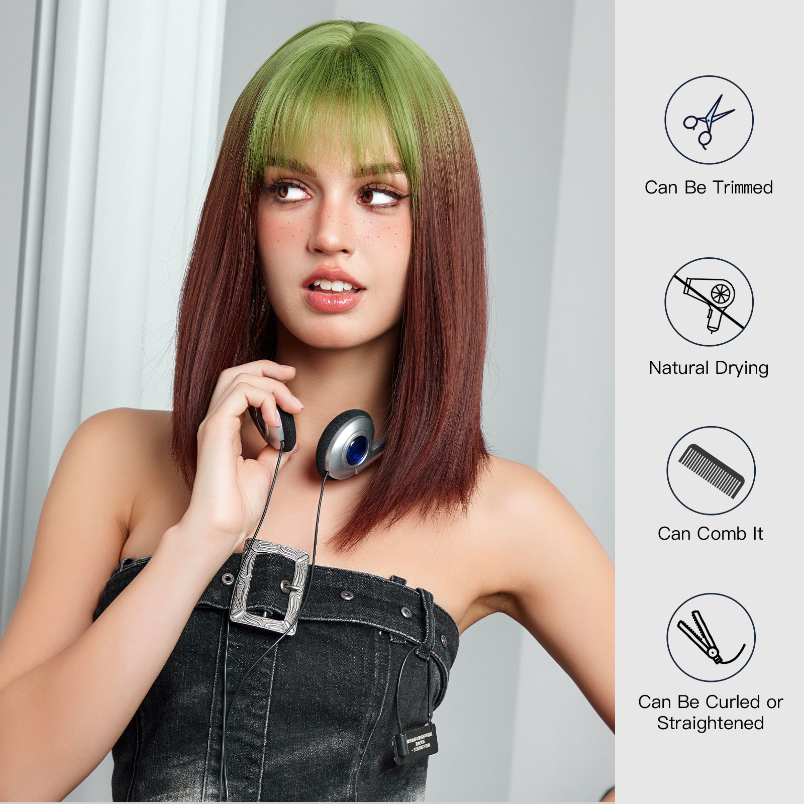 Women's Elegant Sweet Multicolor Casual Street Chemical Fiber Bangs Short Straight Hair Wig Net display picture 5
