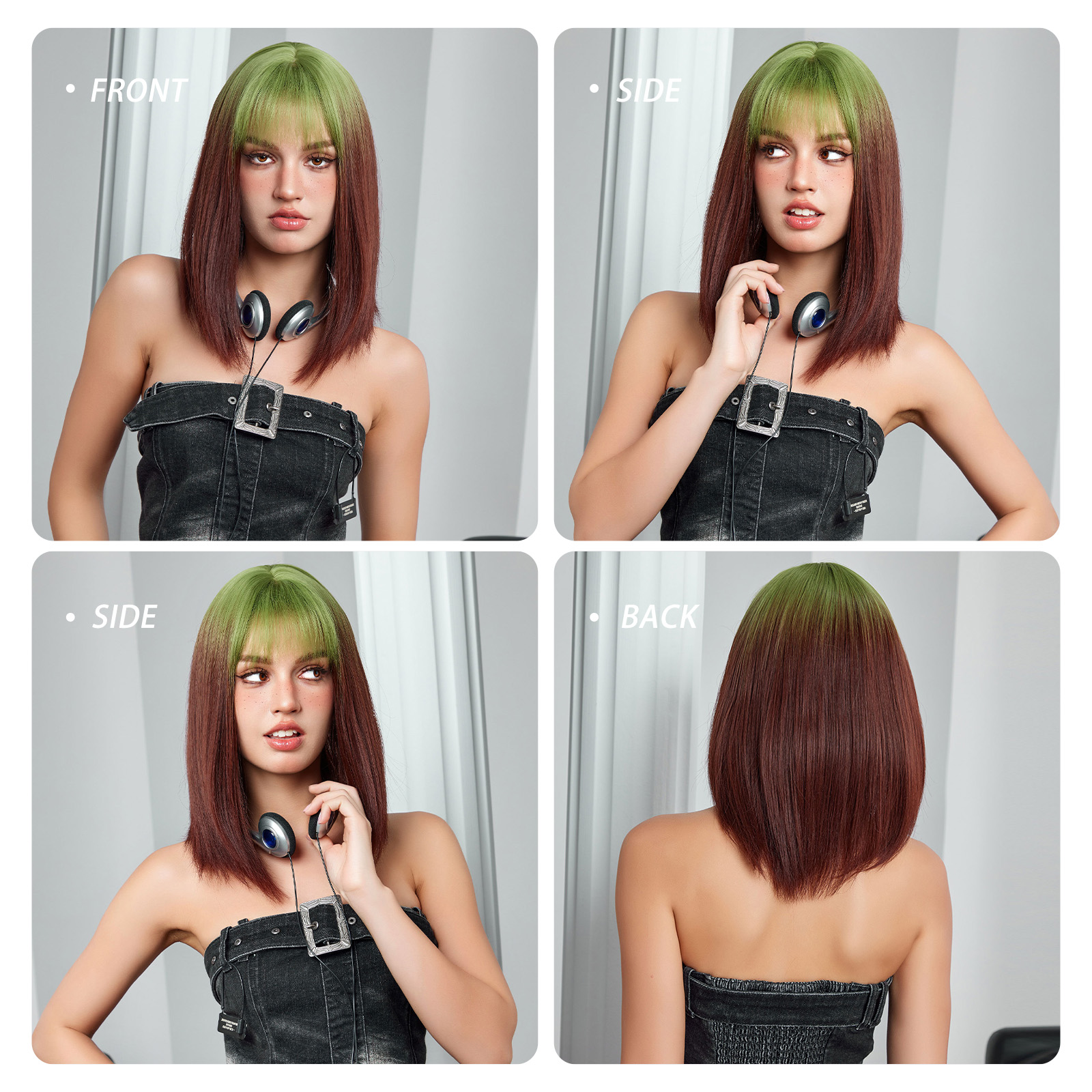 Women's Elegant Sweet Multicolor Casual Street Chemical Fiber Bangs Short Straight Hair Wig Net display picture 1