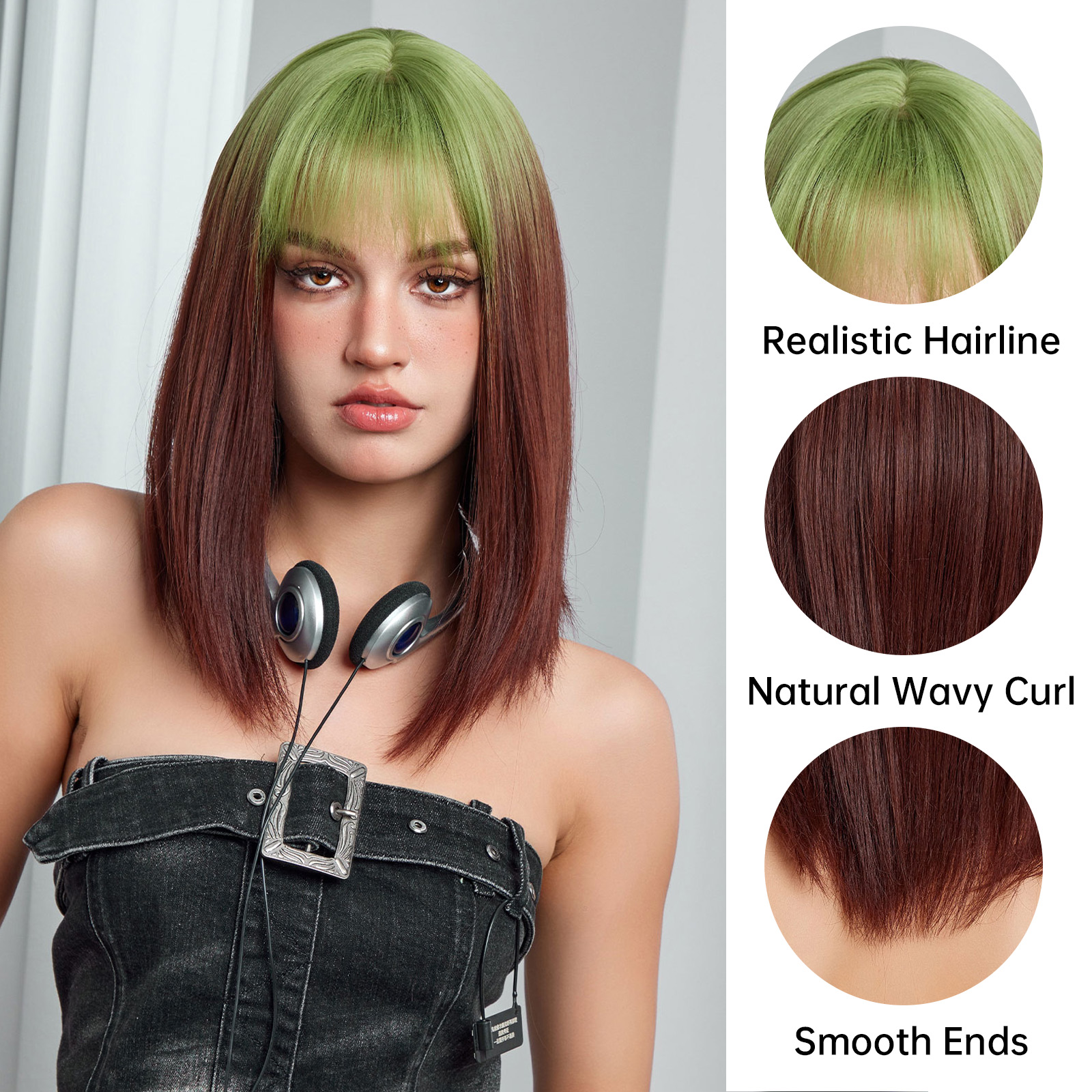 Women's Elegant Sweet Multicolor Casual Street Chemical Fiber Bangs Short Straight Hair Wig Net display picture 4