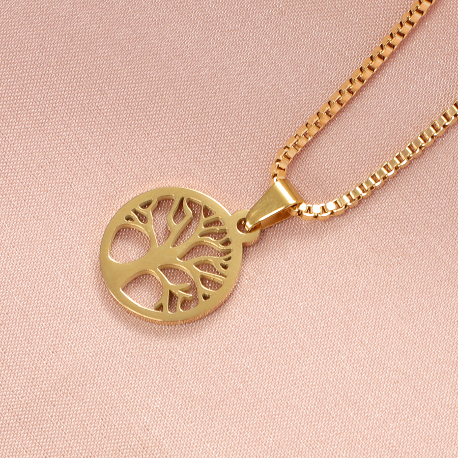 Stainless Steel 18K Gold Plated Casual Simple Style Life Tree None Pendant Necklace display picture 3