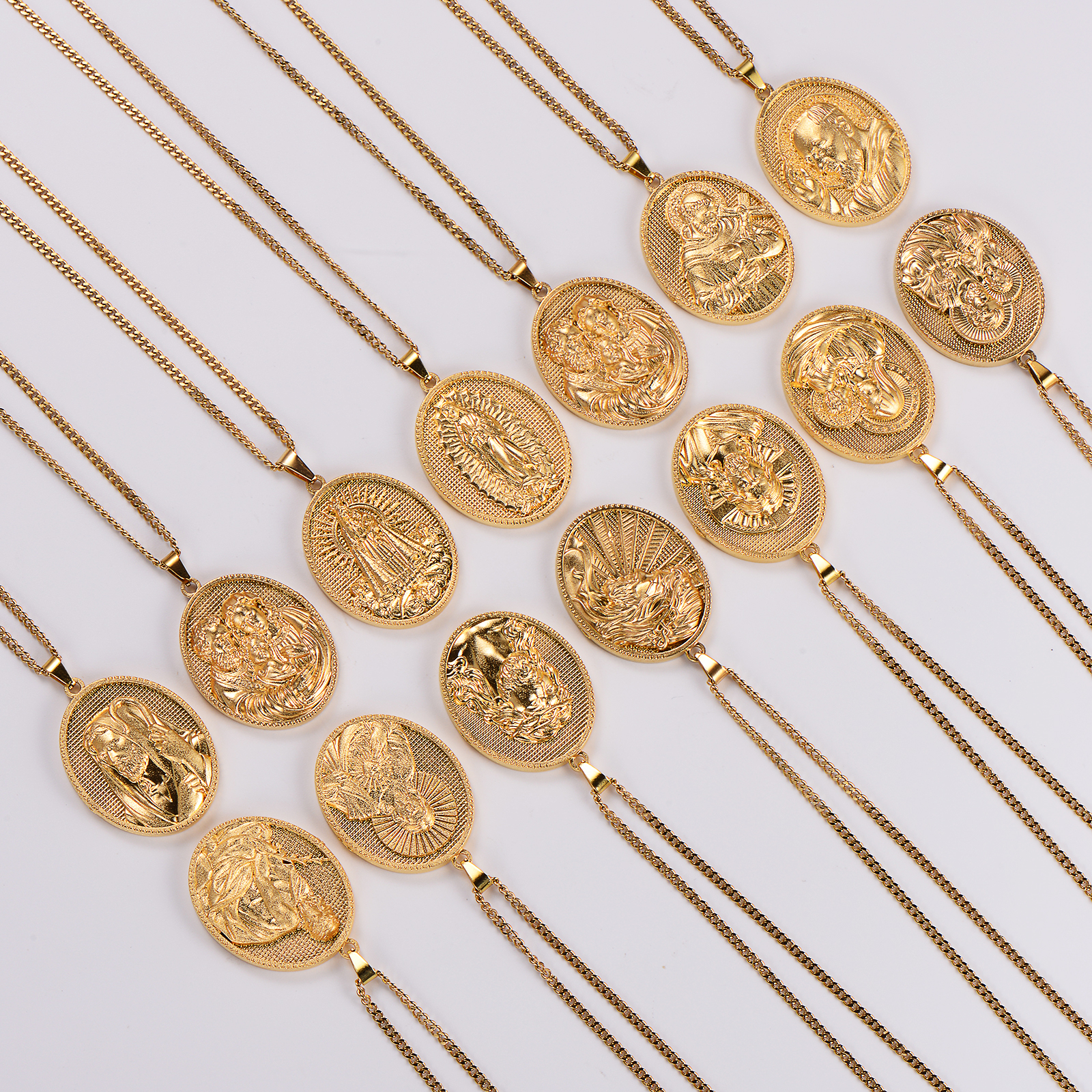 Acero Inoxidable Chapados en oro de 18k Estilo Vintage Oval Collar Colgante display picture 17