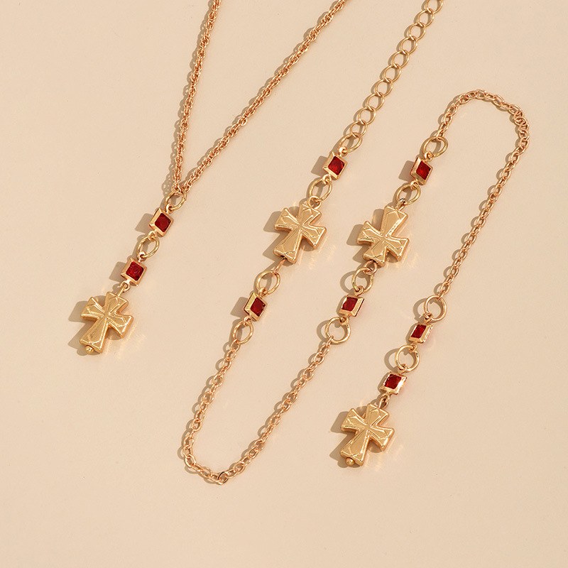 IG Style Simple Style Cross Alloy Plating Inlay Rhinestones Women's Pendant Necklace display picture 6