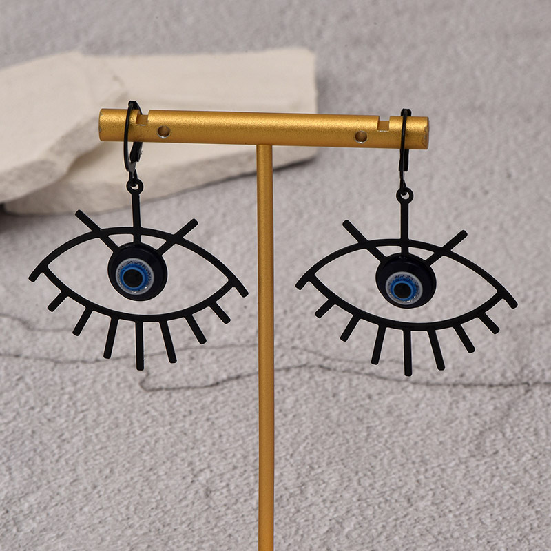 1 Pair Simple Style Devil's Eye Stoving Varnish Hollow Out Alloy Drop Earrings display picture 3