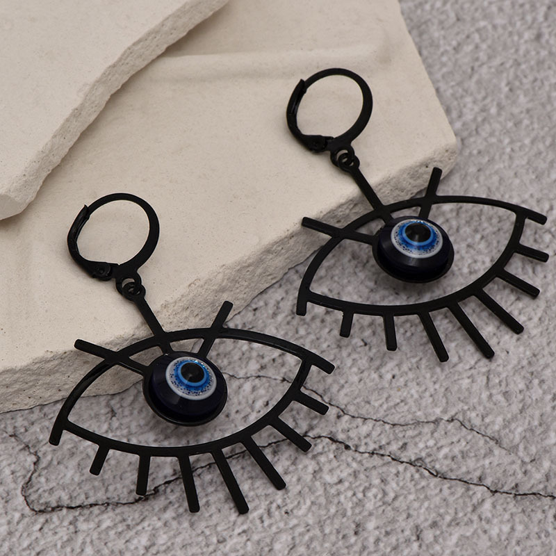 1 Pair Simple Style Devil's Eye Stoving Varnish Hollow Out Alloy Drop Earrings display picture 4
