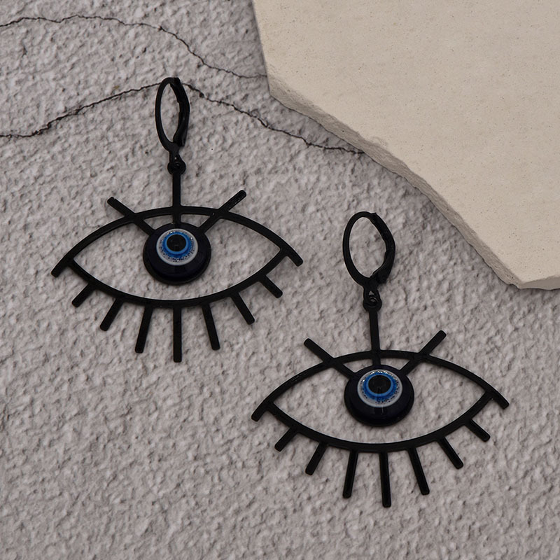 1 Pair Simple Style Devil's Eye Stoving Varnish Hollow Out Alloy Drop Earrings display picture 7