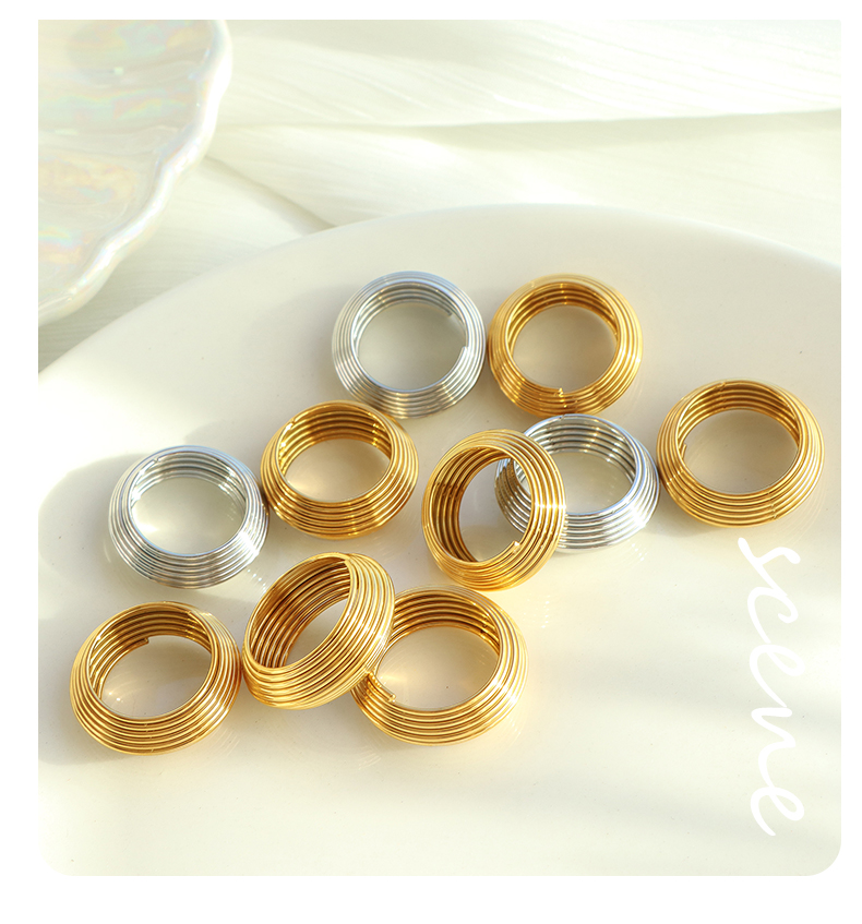 Titanium Steel Vintage Style Exaggerated Round Lines Plating Rings display picture 5