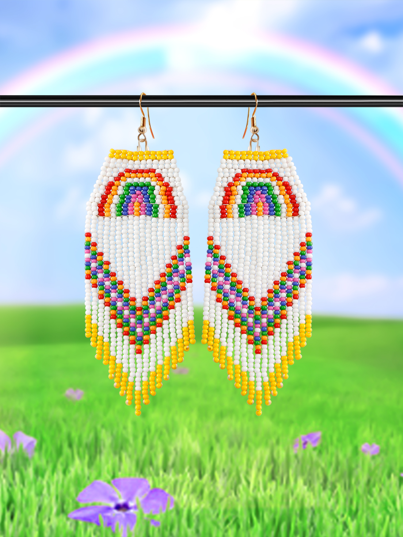 1 Paar Bohemien Pastoral Regenbogen Perlen Handgemacht Saatperle Ohrhaken display picture 1