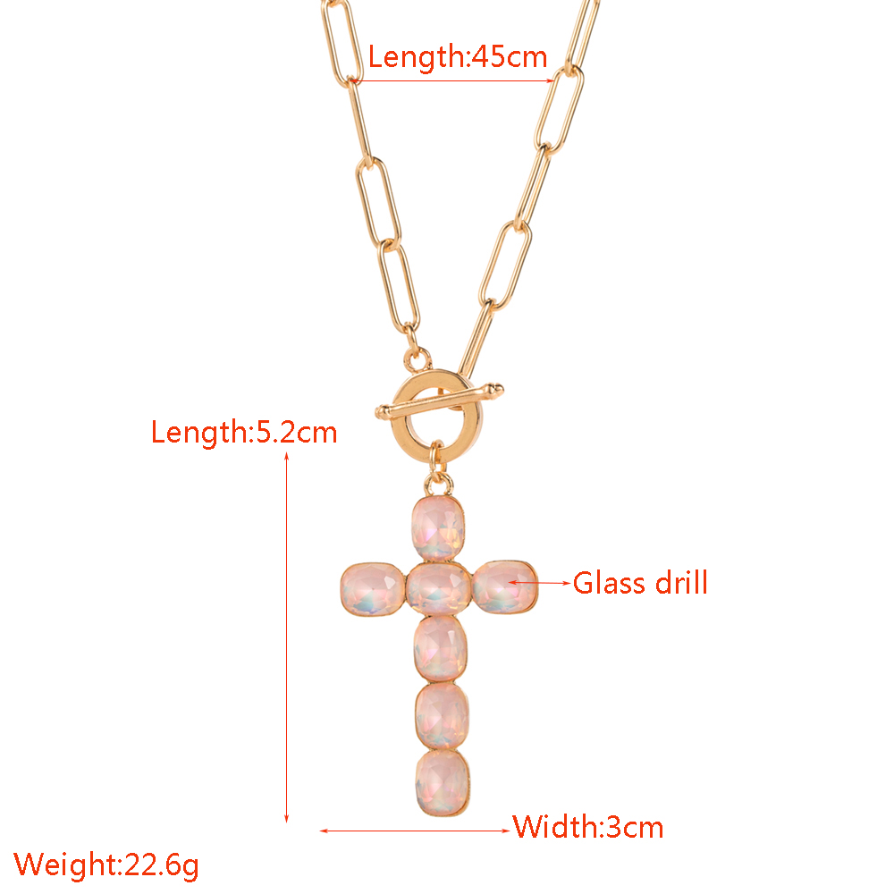 Elegant Simple Style Classic Style Cross Alloy Toggle Inlay Glass Women's Pendant Necklace display picture 1