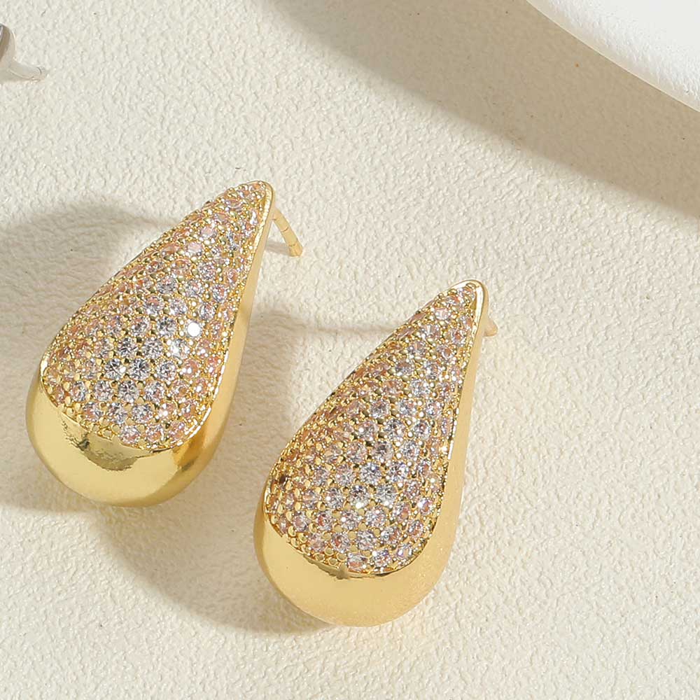 1 Pair Elegant Glam Water Droplets Plating Inlay Copper Zircon Earrings display picture 2