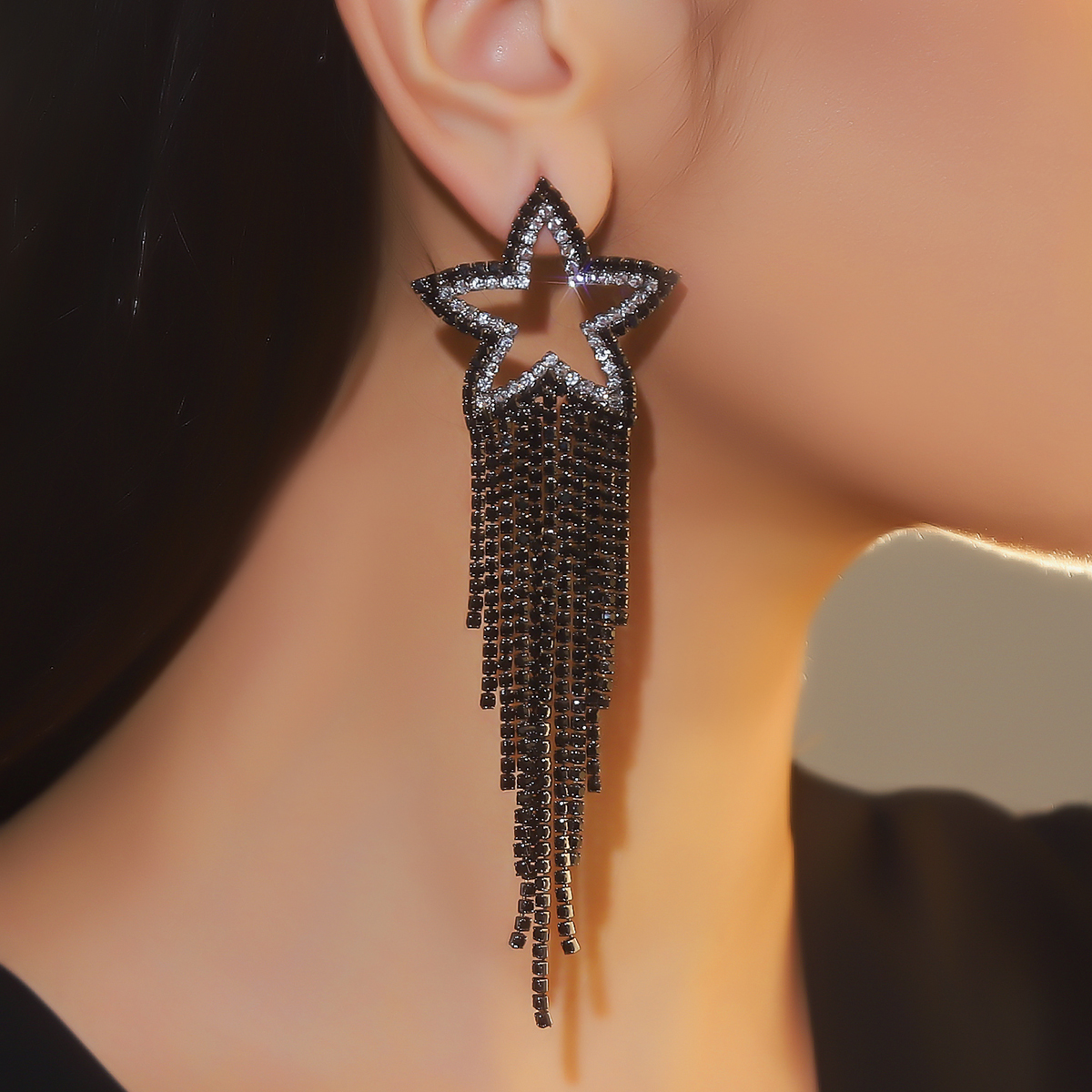 1 Pair Elegant Glam Tassel Inlay Alloy Rhinestones Drop Earrings display picture 21